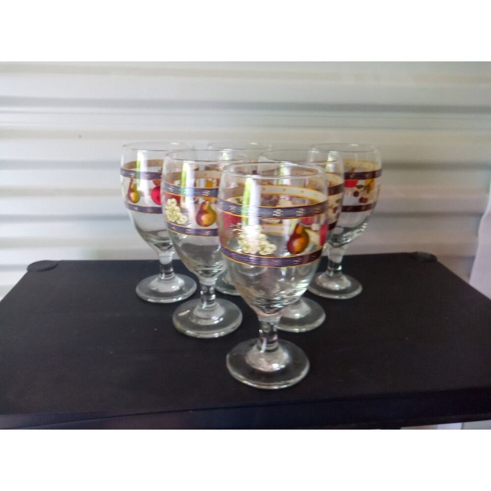 BLOCK ORCHARD GOBLET WATER GLASS GLASSWARE Set Of 6.